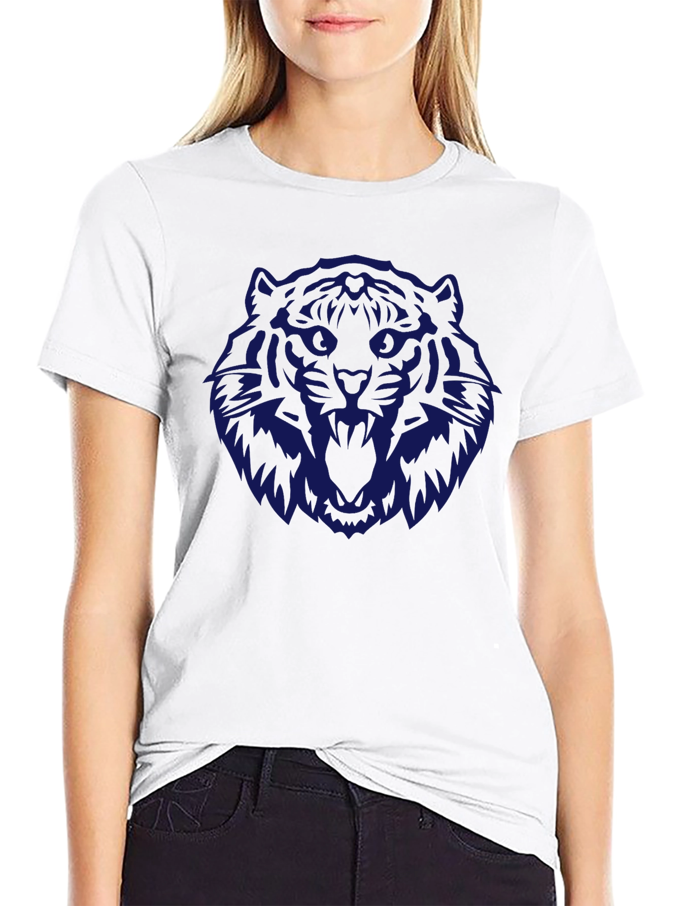 Black Blue Tiger Graphic Black T-Shirt view 9
