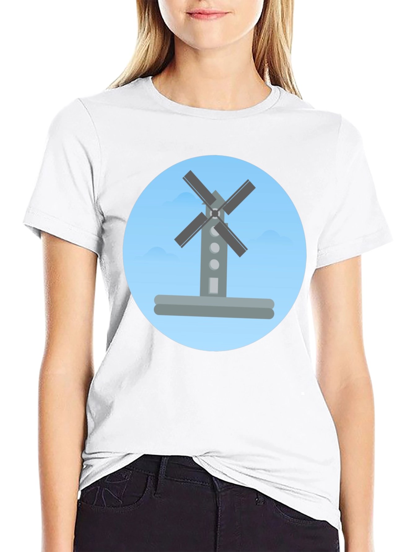 Black Windmill Graphic Tee -  Modern, Stylish, Casual view 9