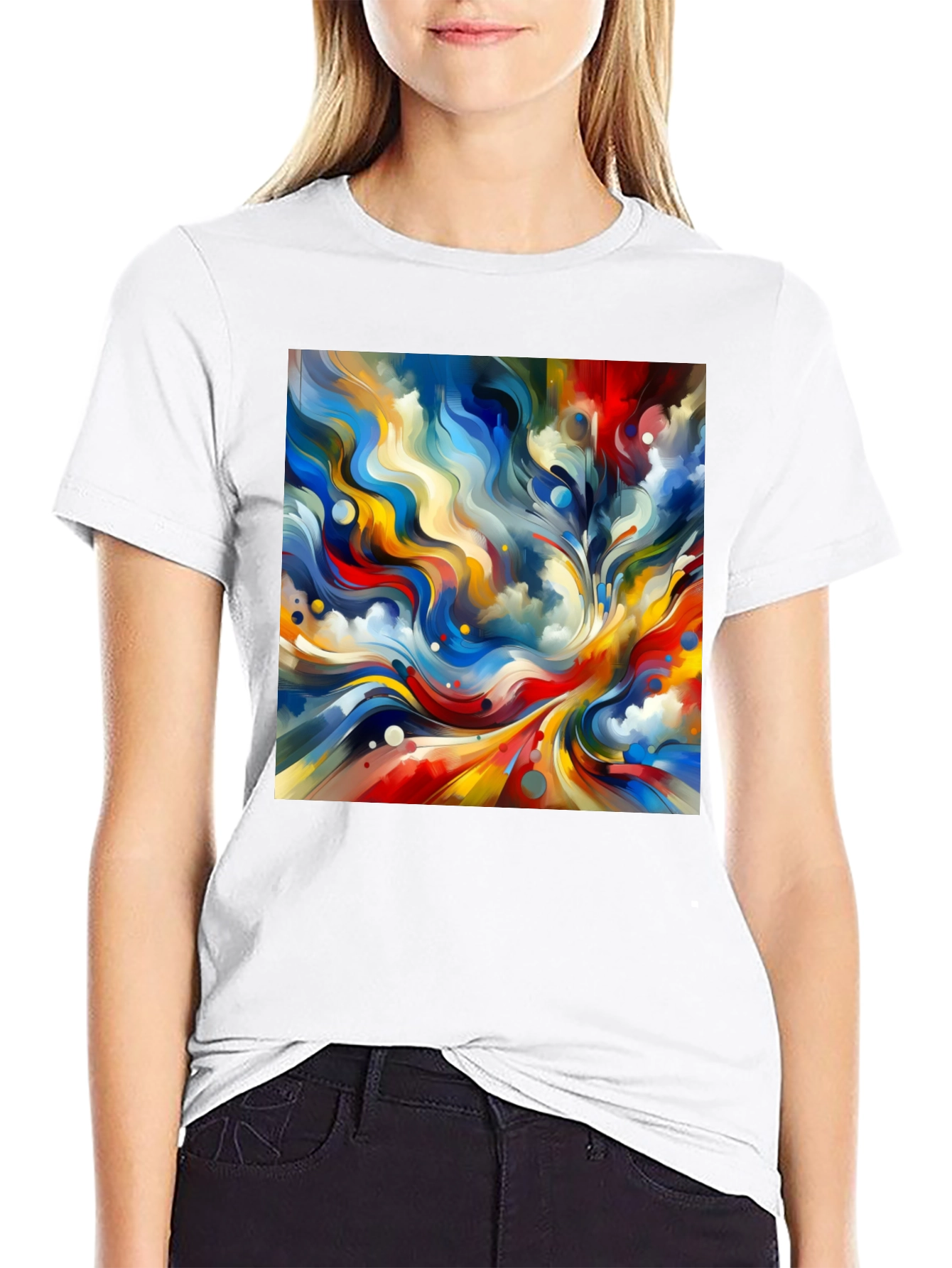 Black Abstract Art Printed Black T-Shirt view 9