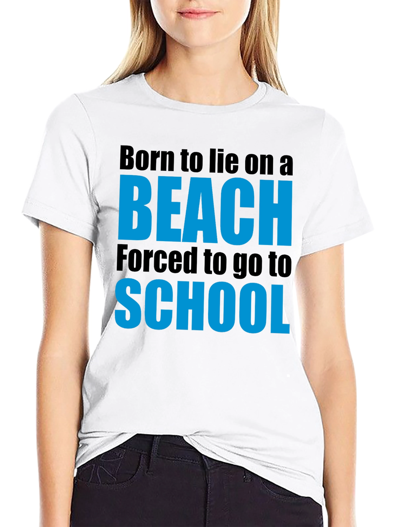 Black Born to Beach Funny Graphic T-Shirt view 9