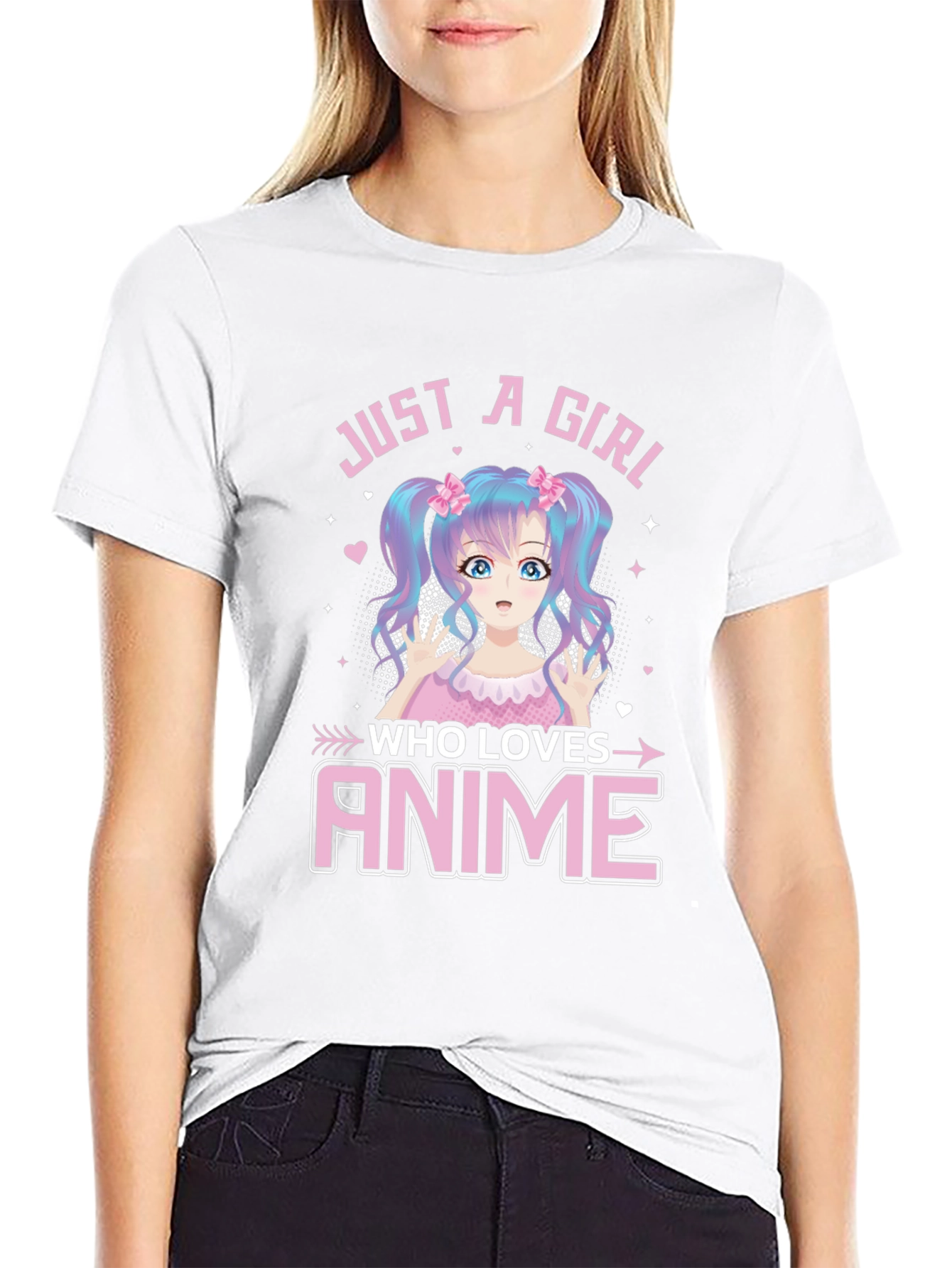 Black Just A Girl Who Loves Anime Graphic Tee view 9