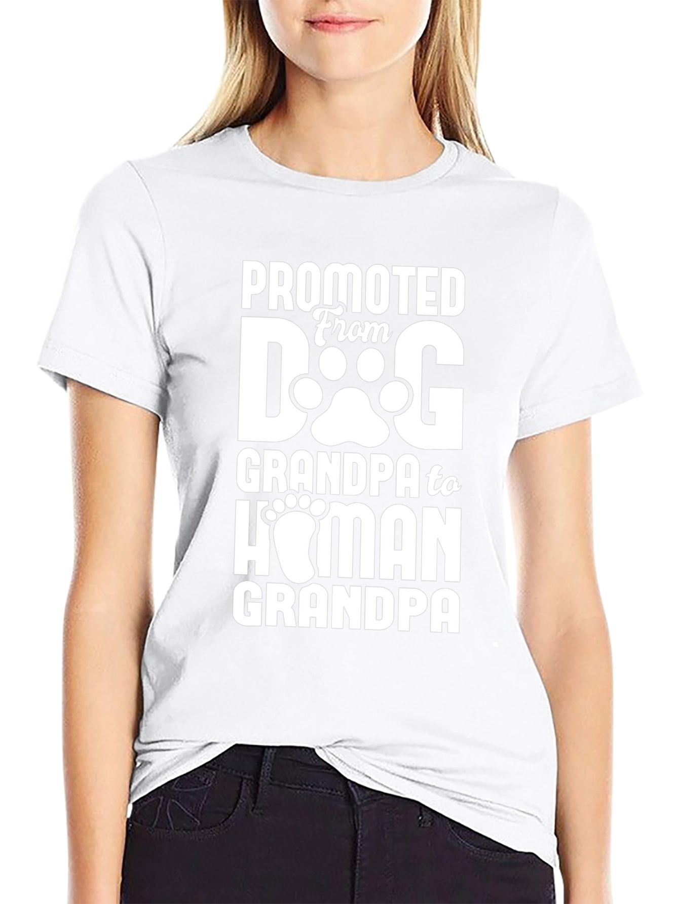 Promoted to Human Grandpa Black T-Shirt - 9