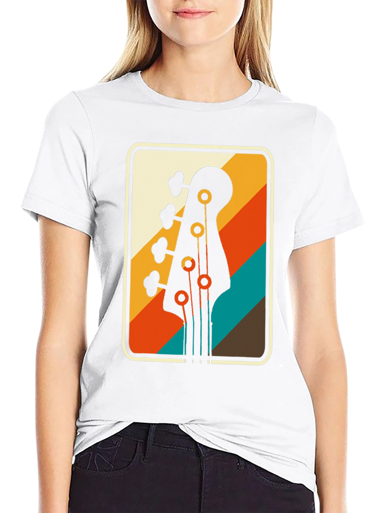 Black Retro Bass Guitar Tee - Vintage Music Lover T-Shirt view 9