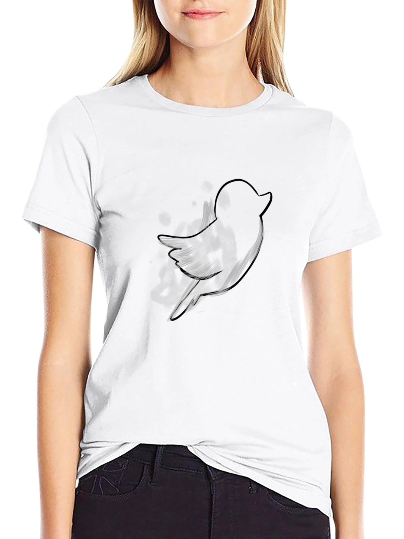 Black Men's Black T-Shirt with Bird Graphic view 9