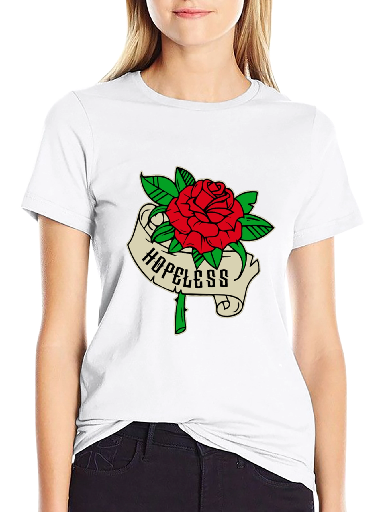 Black Hopeless Rose Graphic Tee - Black Casual Shirt view 9