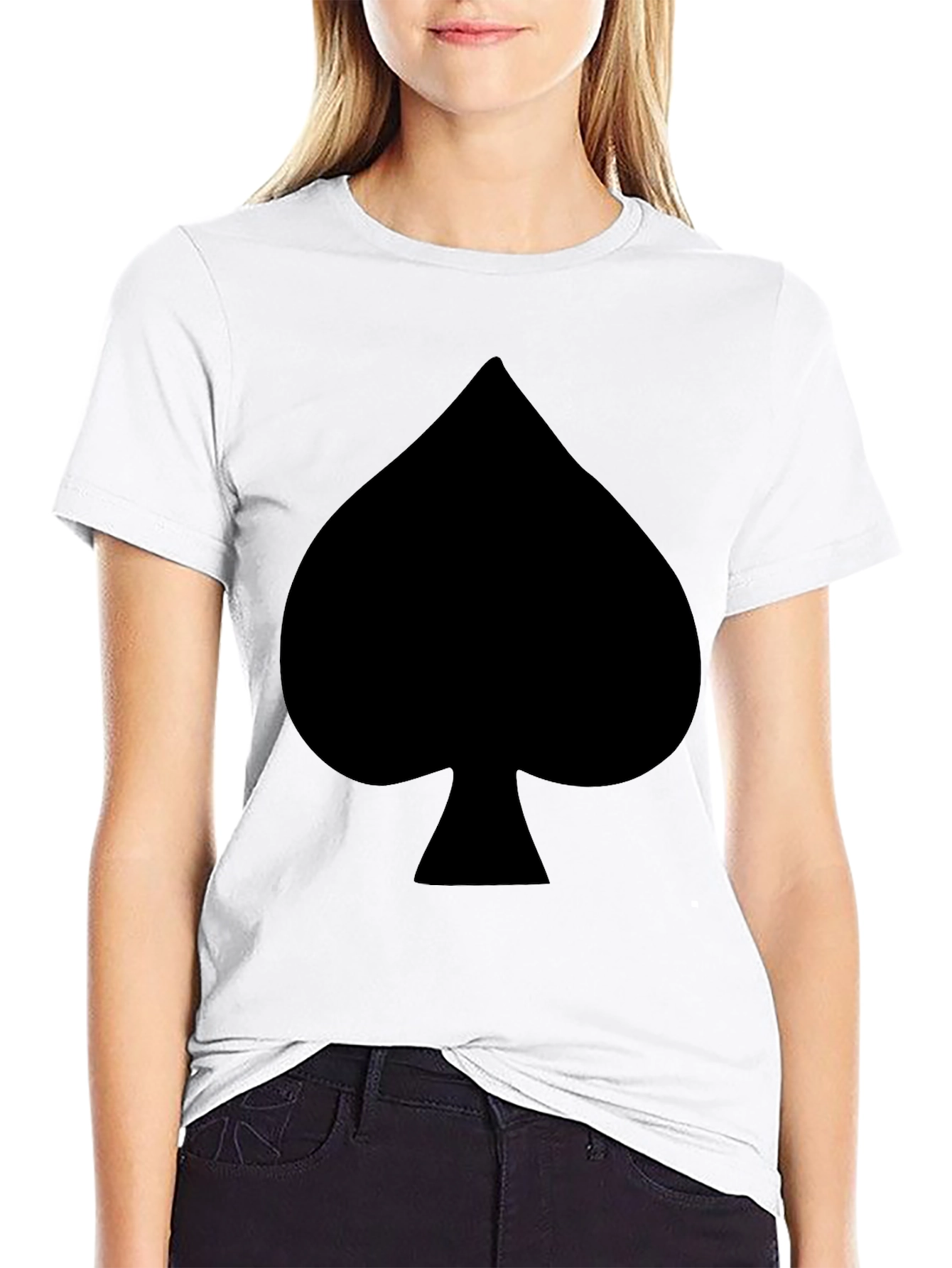 Black Black Spade Print Crew Neck T-Shirt view 9