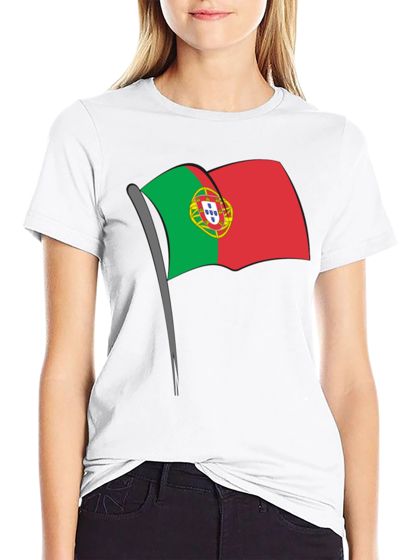 Portugal Flag Graphic Tee - Black Casual T-Shirt - 9