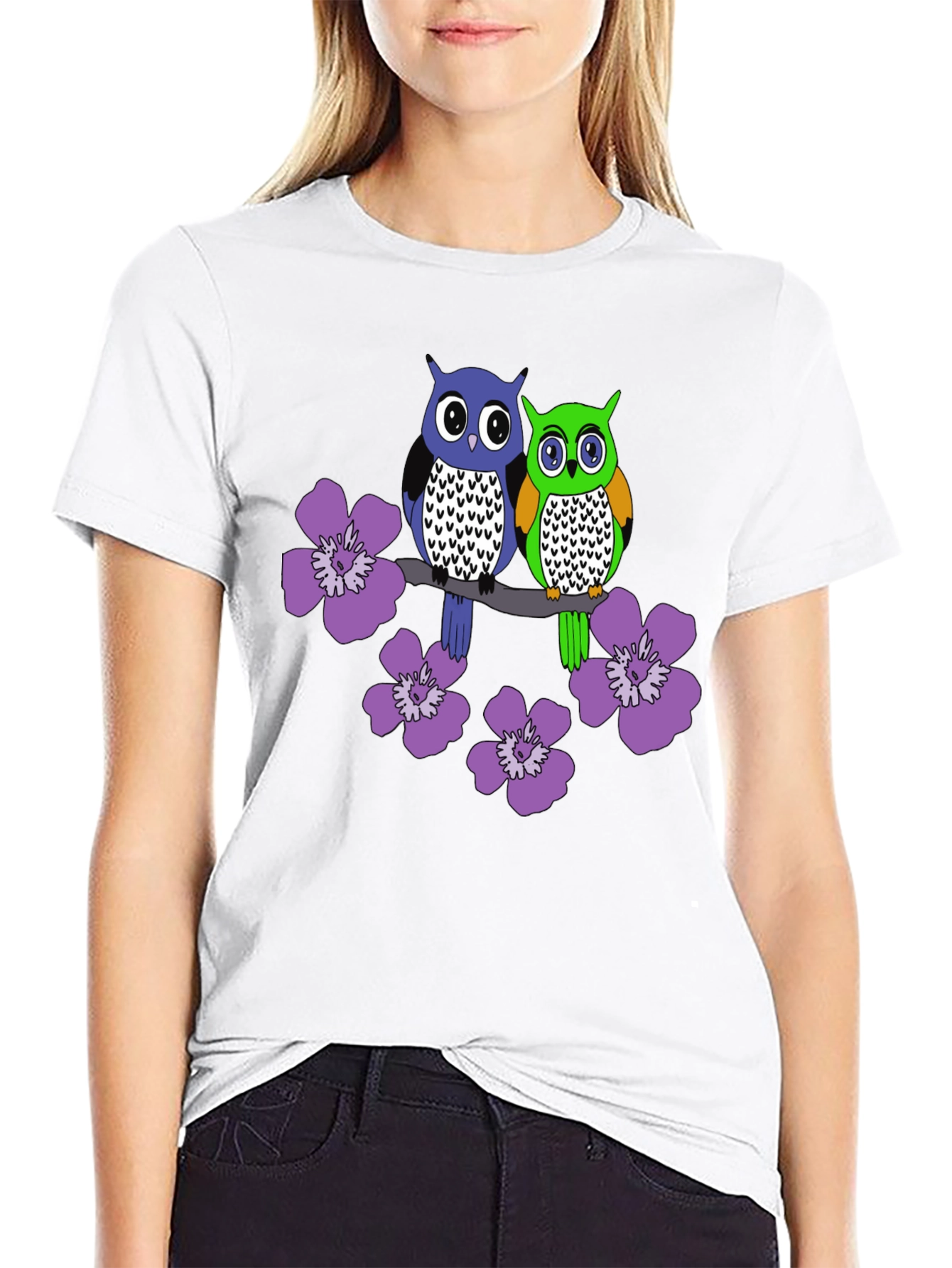 Black Owl & Floral Graphic Tee - Men's Black T-Shirt view 9