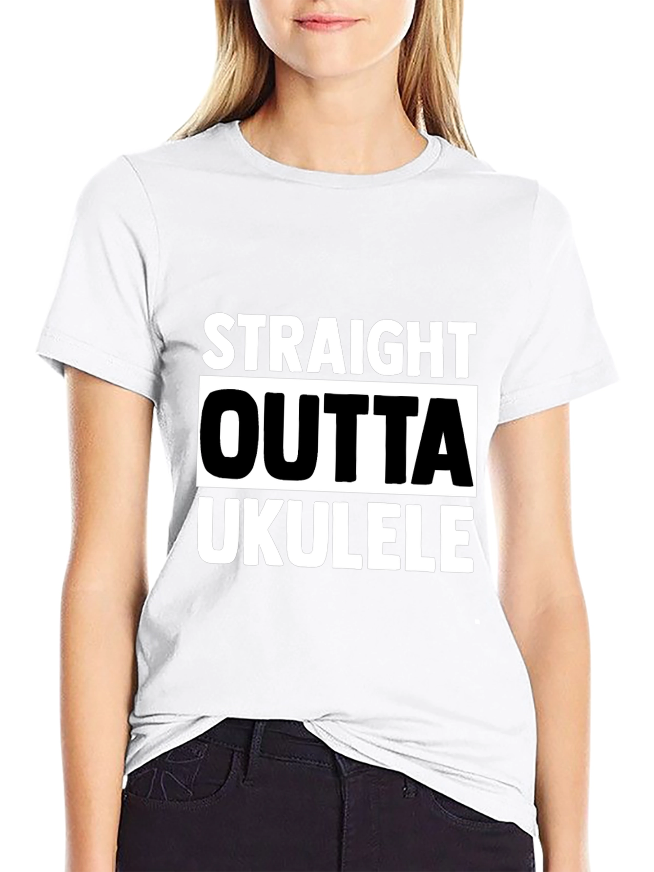Black Straight Outta Ukulele Graphic Tee - Black view 9