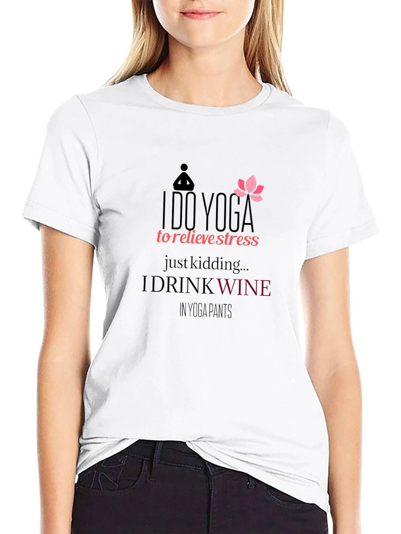 Black Yoga Wine Graphic Tee - Funny Workout Shirt view 9