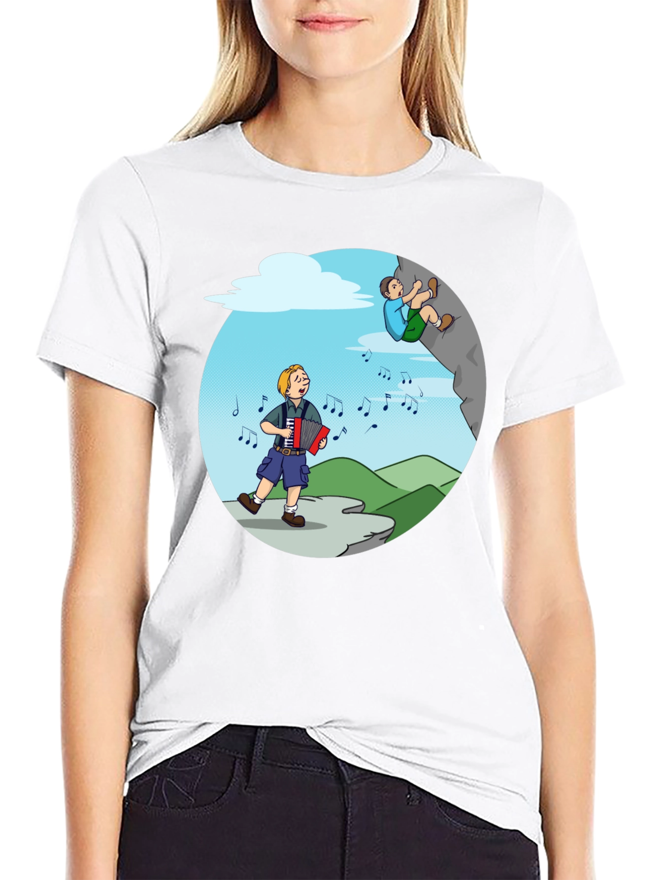 Black Accordion & Climbing T-Shirt - Musical Adventure Tee view 9