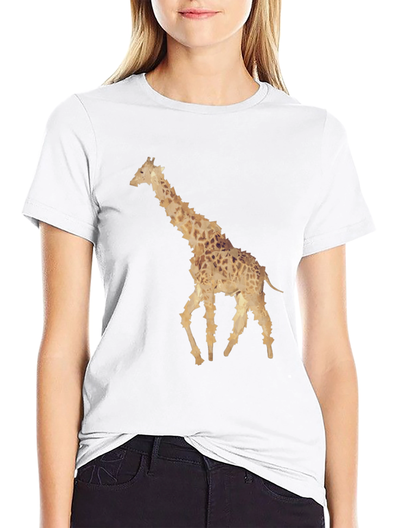 Black Giraffe Graphic Print Black T-Shirt view 9