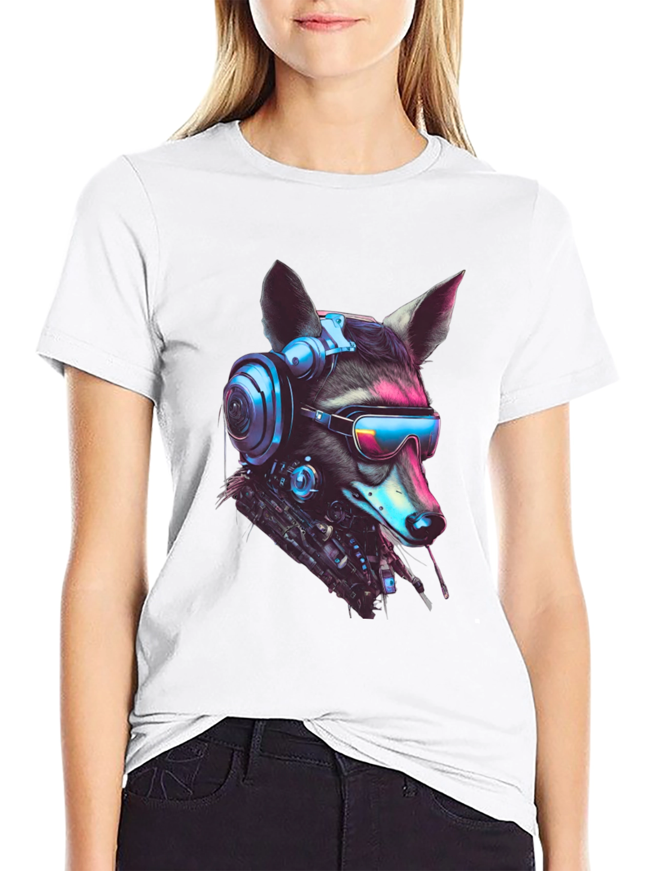 Black Cyberpunk Raccoon Graphic Tee - Futuristic Style view 9