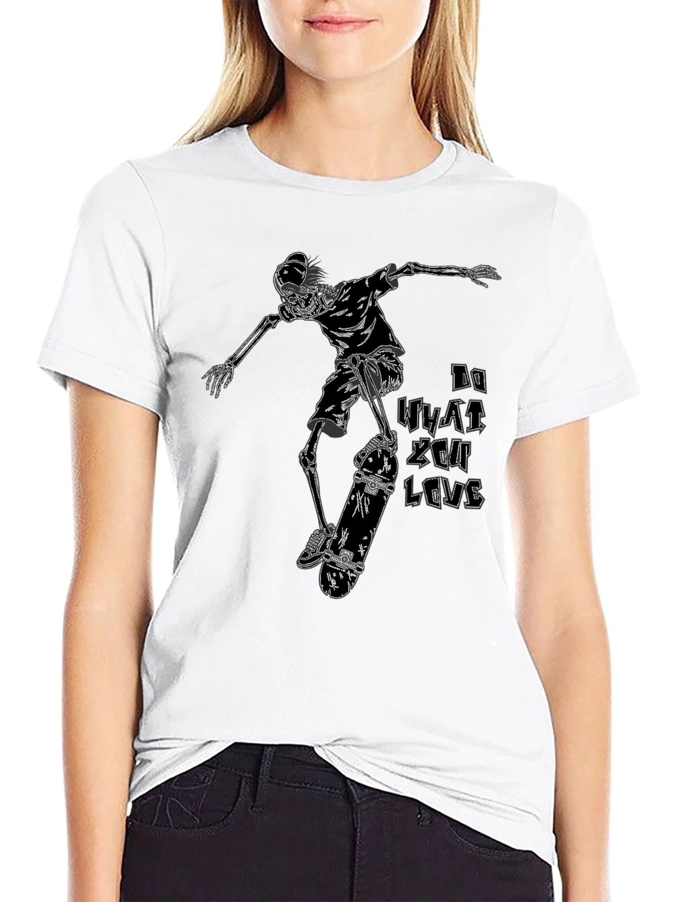 Black Skeleton Skateboarder T-Shirt - Do What You Love view 9