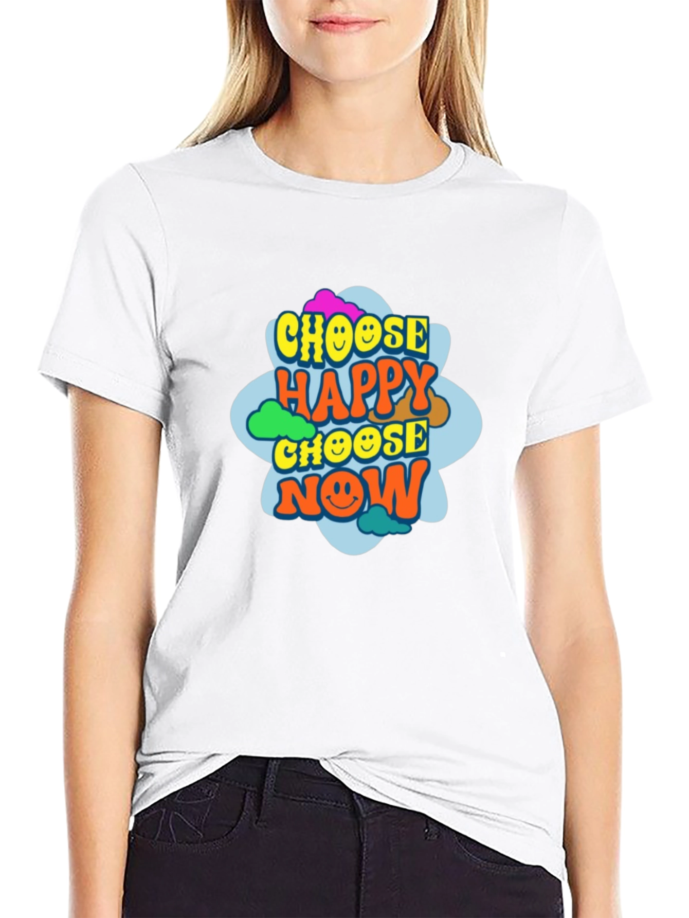 Black Choose Happy Now Graphic Tee view 9
