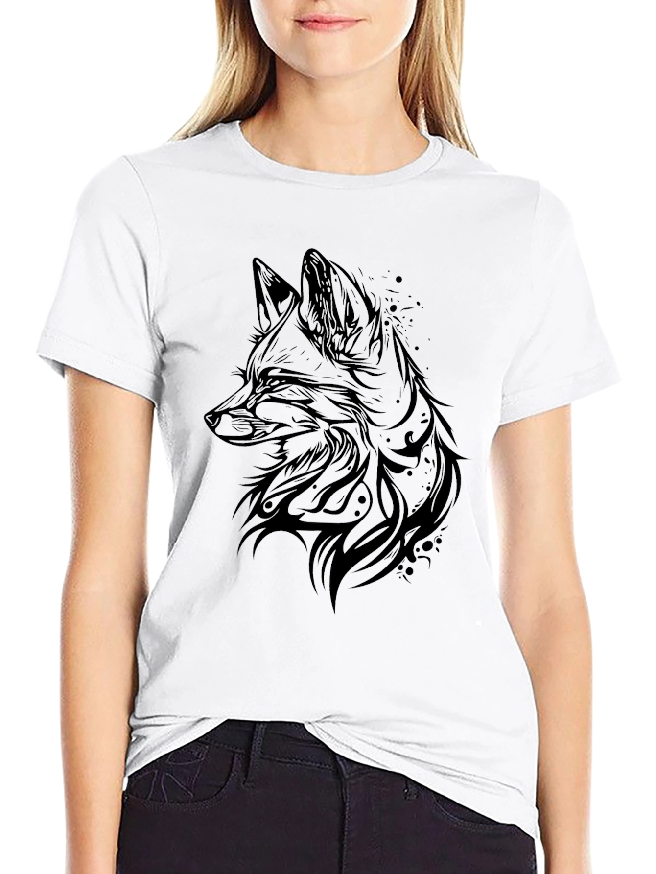 Black Fox Graphic Tee - Black Cotton Blend T-Shirt view 9