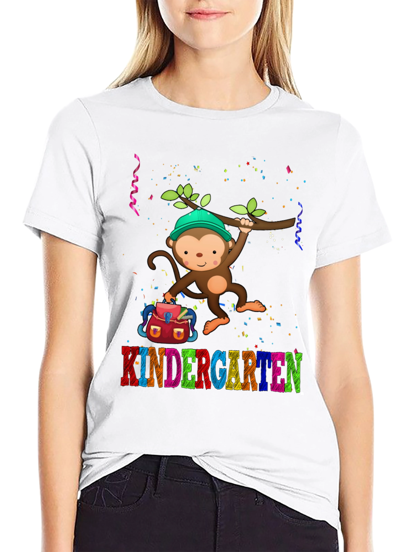 Black Kindergarten Monkey T-Shirt - Back to School view 9