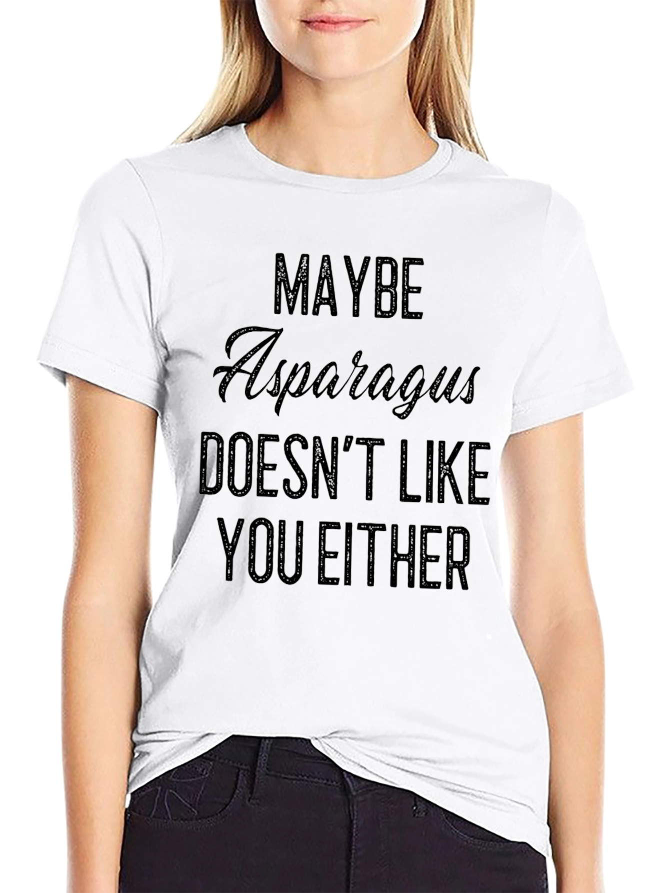 Black Maybe Asparagus Doesn't Like You Either Funny T-Shirt view 9