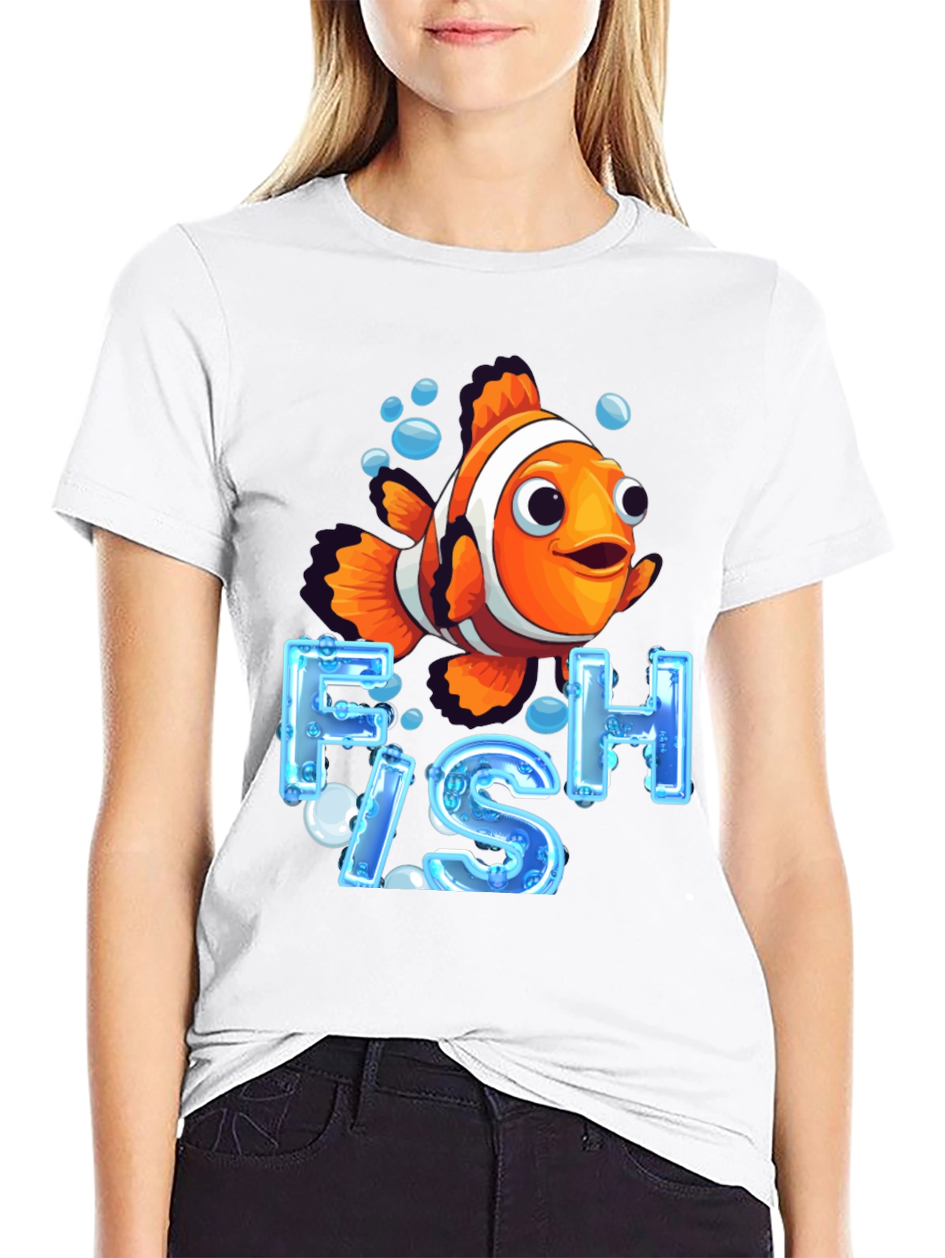 Black Clownfish Graphic T-Shirt - Ocean Life Design view 9