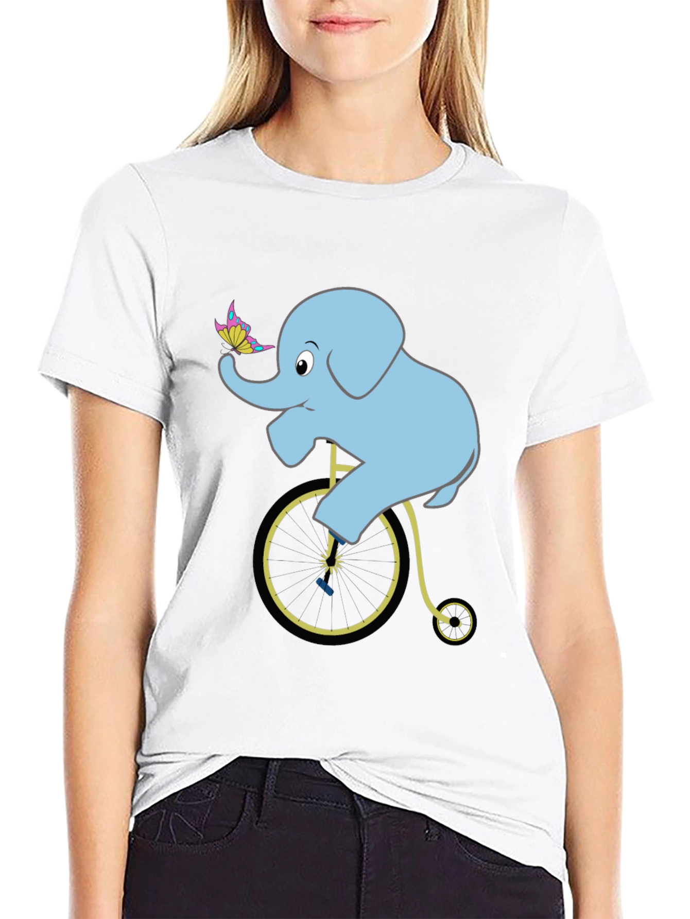Black Elephant on Bicycle T-Shirt: Fun Graphic Tee view 9