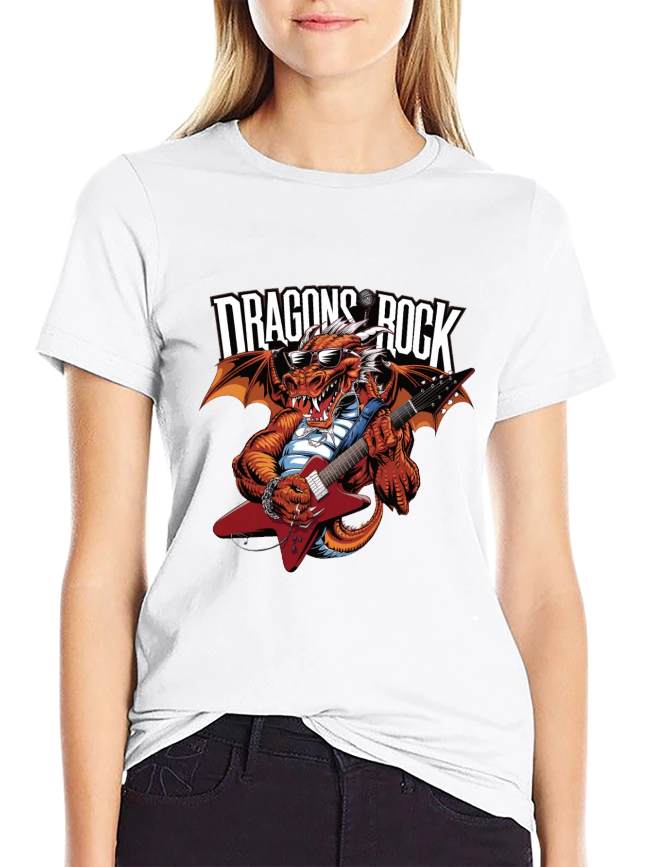 Black Dragon Rocks Graphic Tee - Heavy Metal Concert T-Shirt view 9