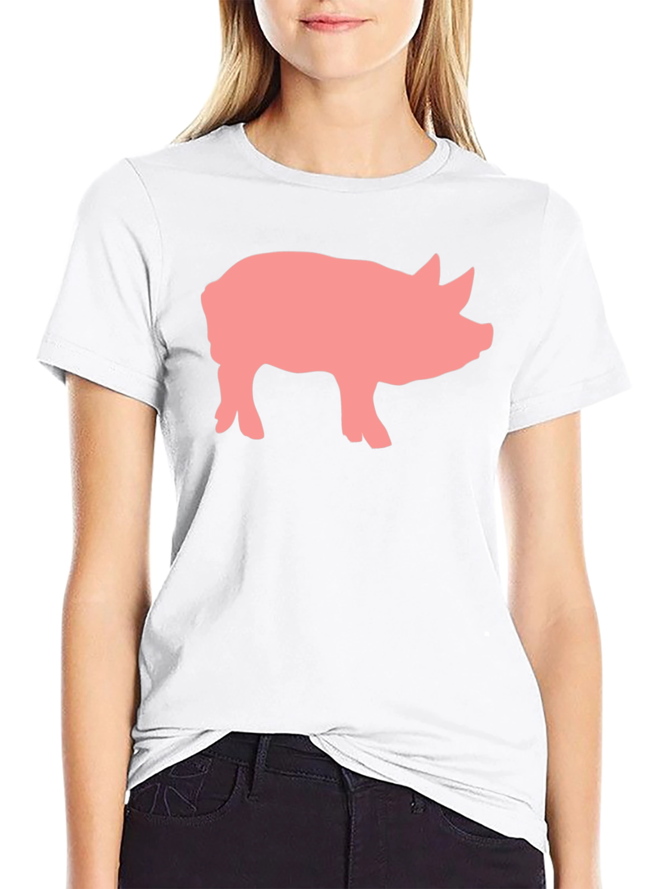 Black Pig Graphic Print Black Crew Neck T-Shirt view 9