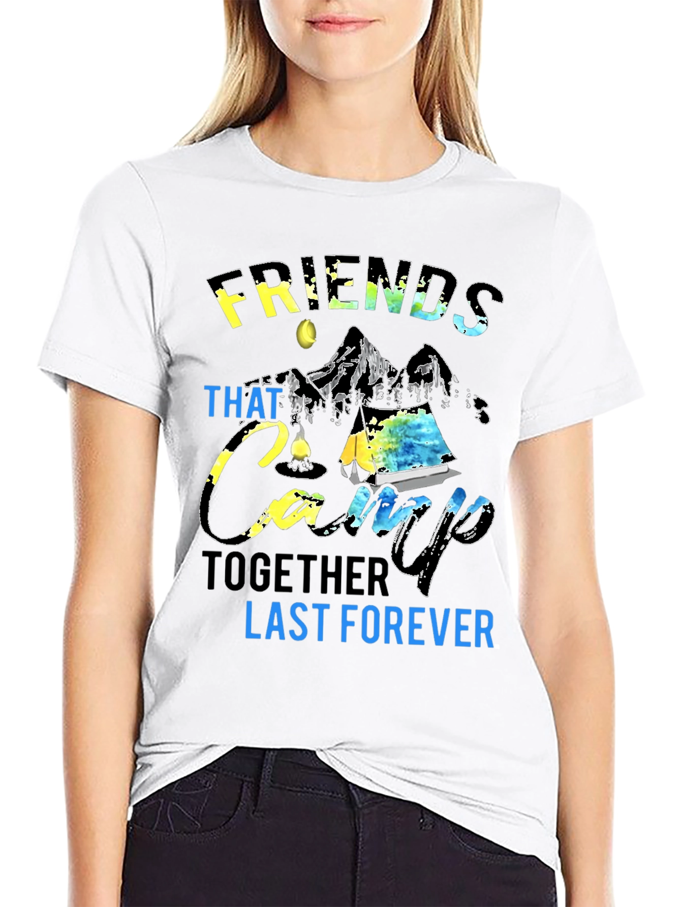 Black Friends That Camp Together Black Graphic T-Shirt view 9