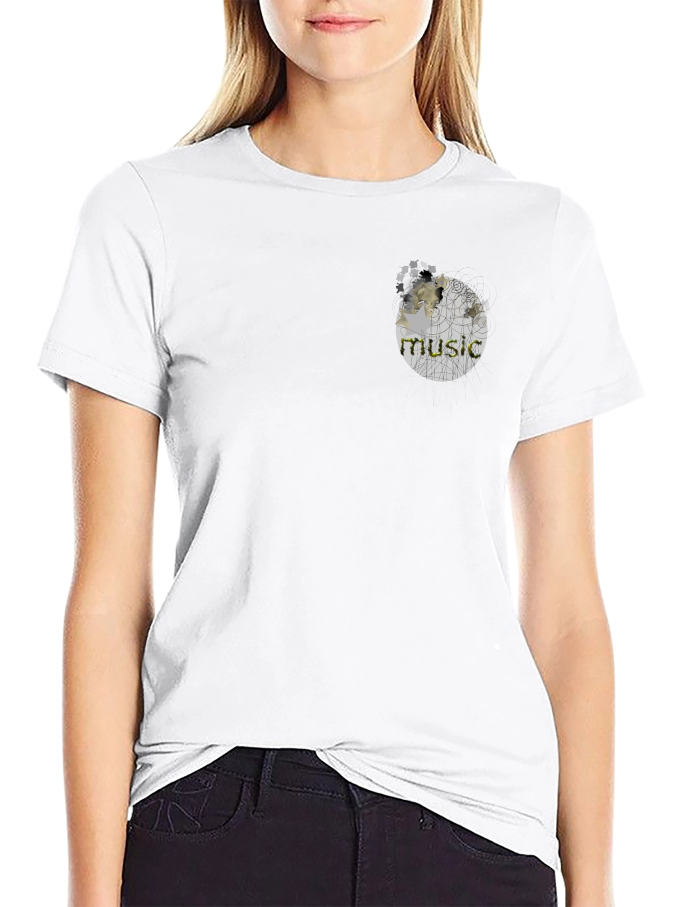 Black Music Sphere Graphic Black T-Shirt view 9