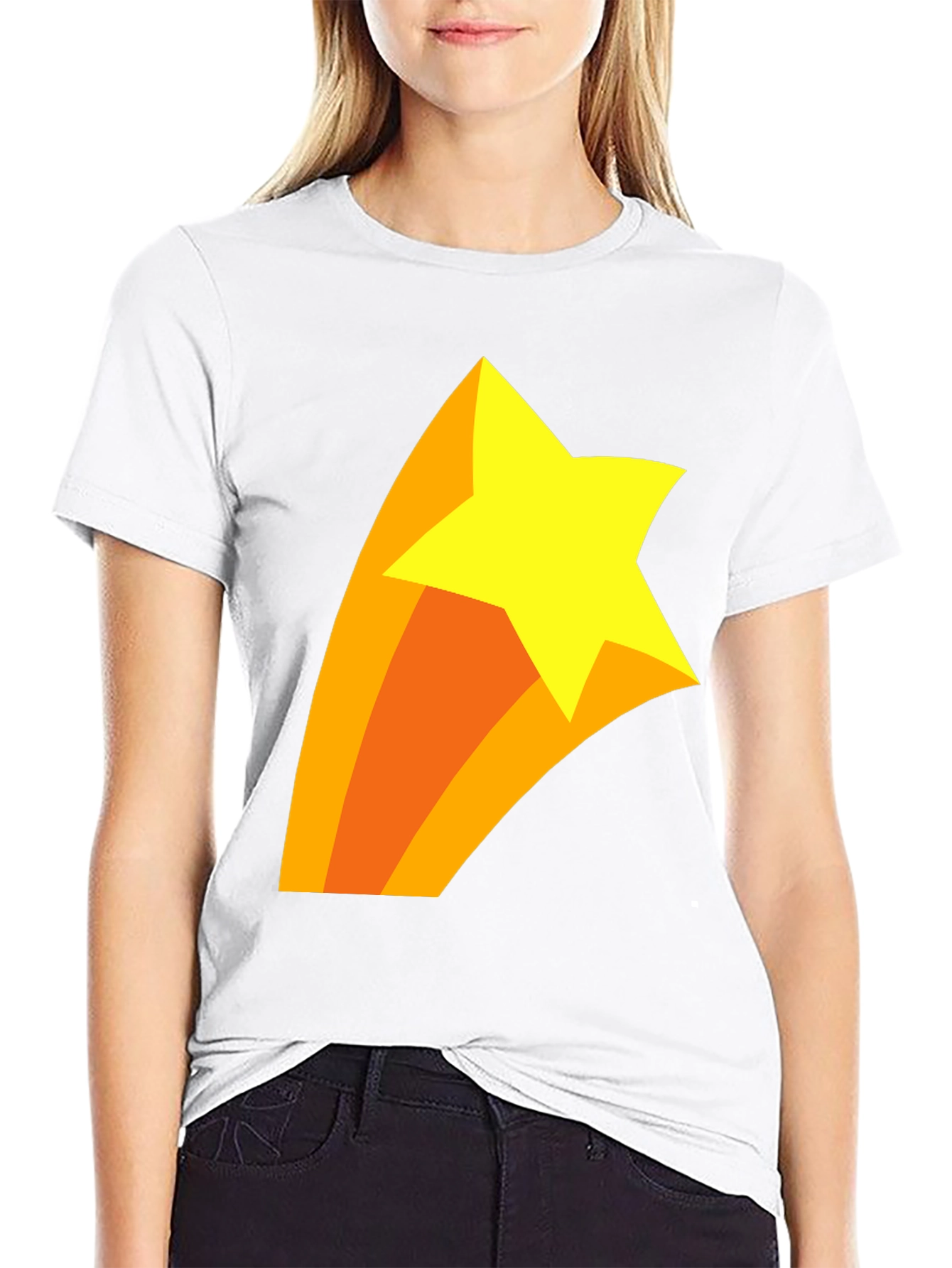 Black Shooting Star Graphic T-Shirt - Black Cotton Tee view 9