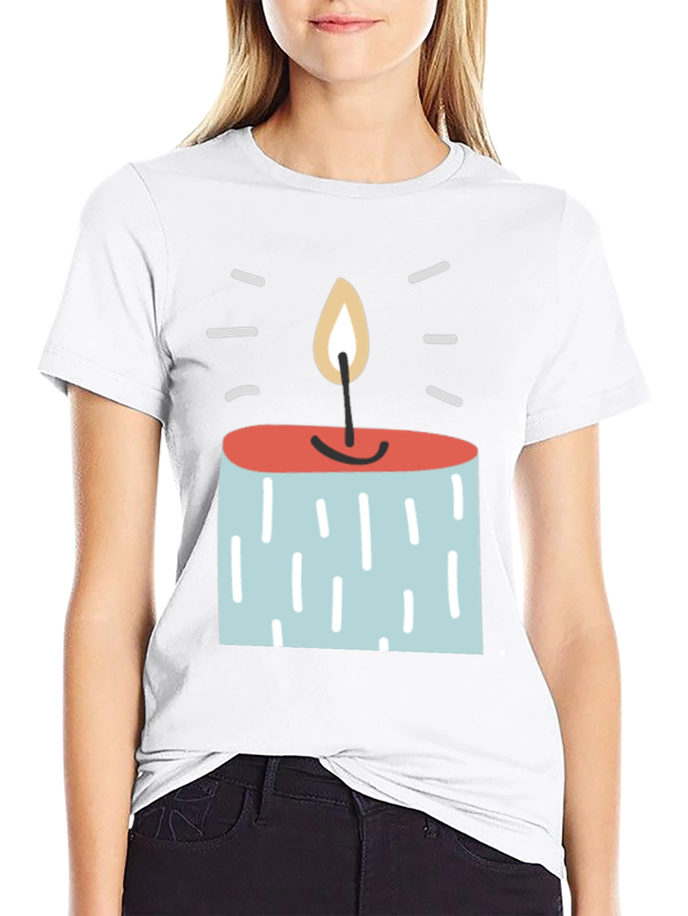 Black Novelty Candle Graphic Tee - Unique Design, Soft Fabric view 9