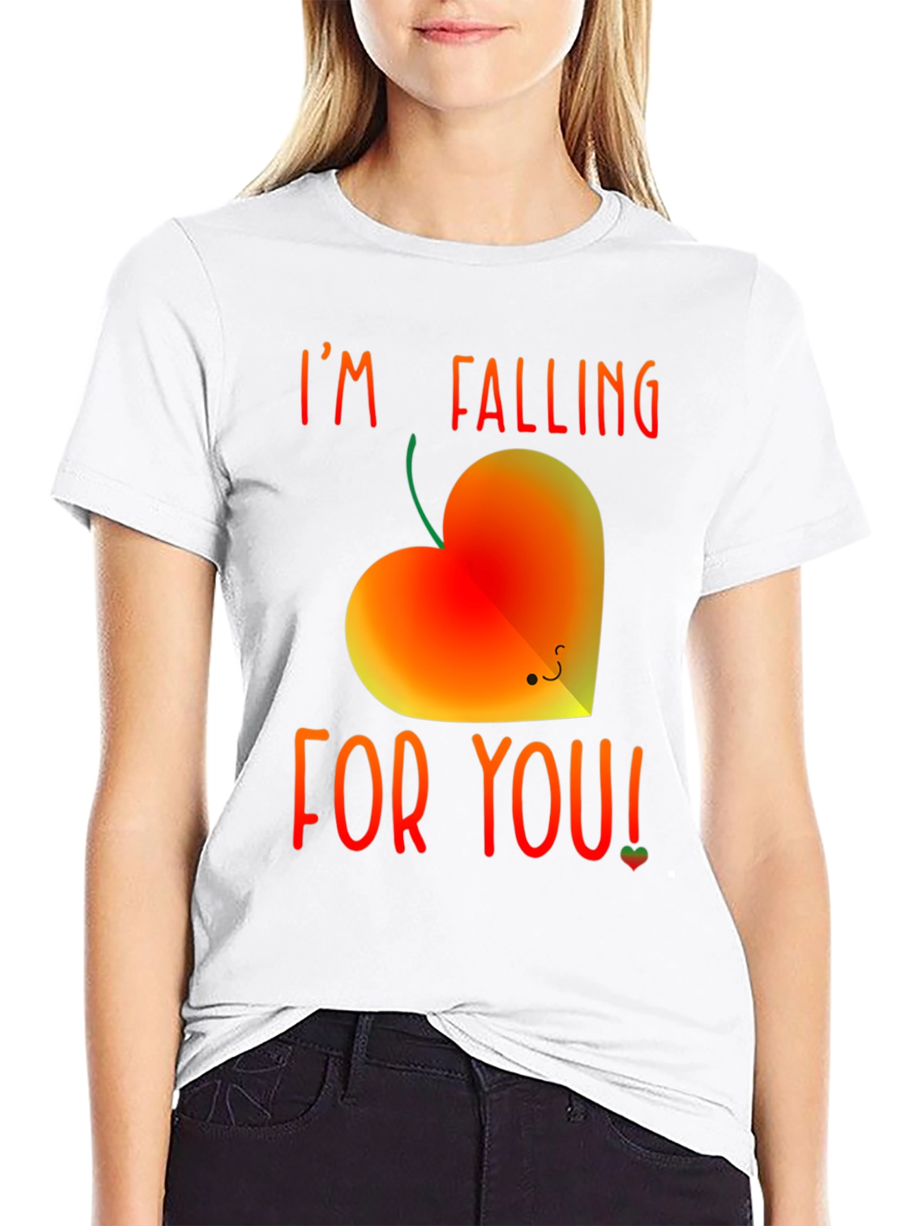 Black Falling For You Heart Graphic Tee view 9