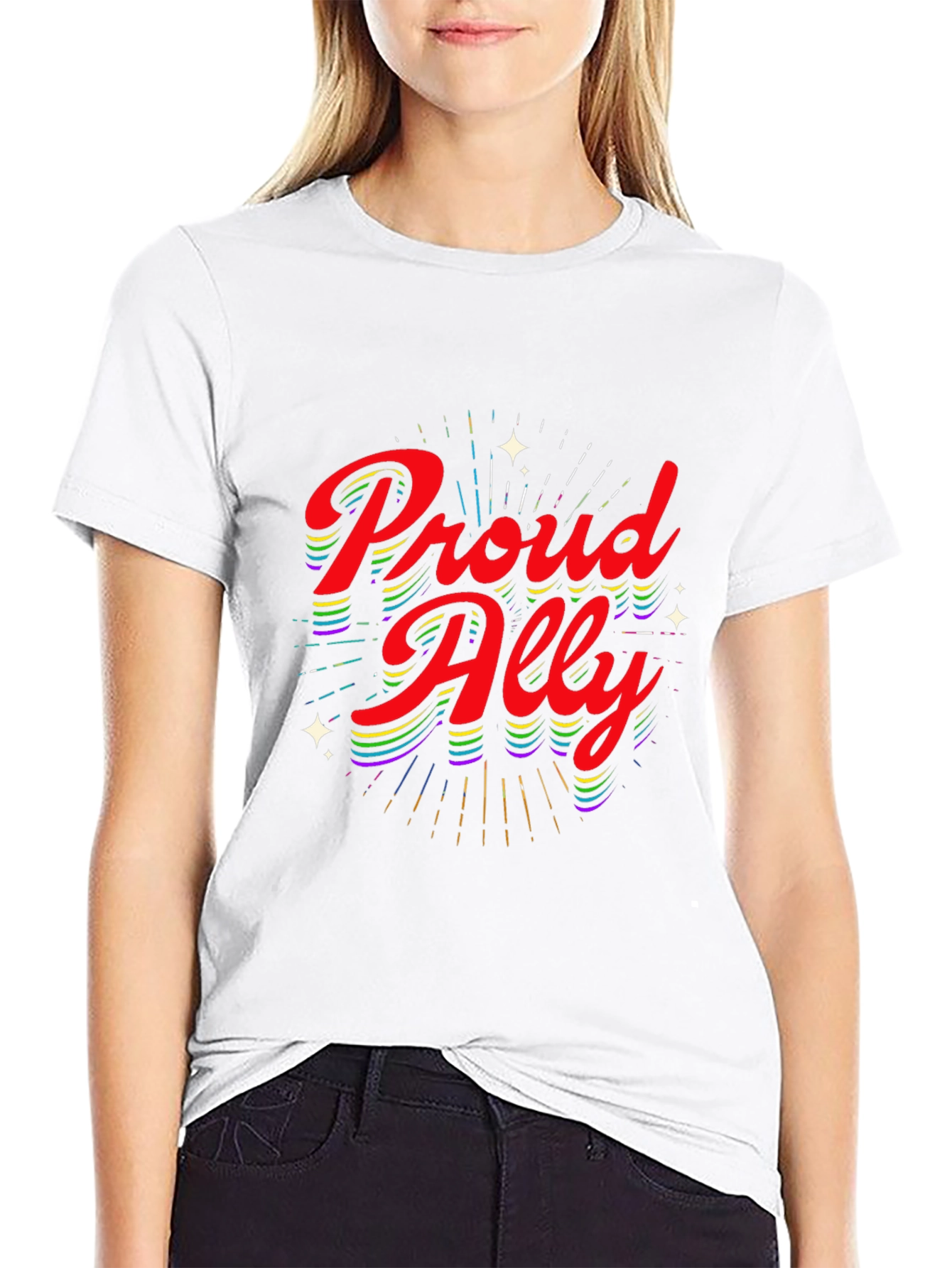 Black Proud Ally T-Shirt - LGBTQ+ Pride view 9