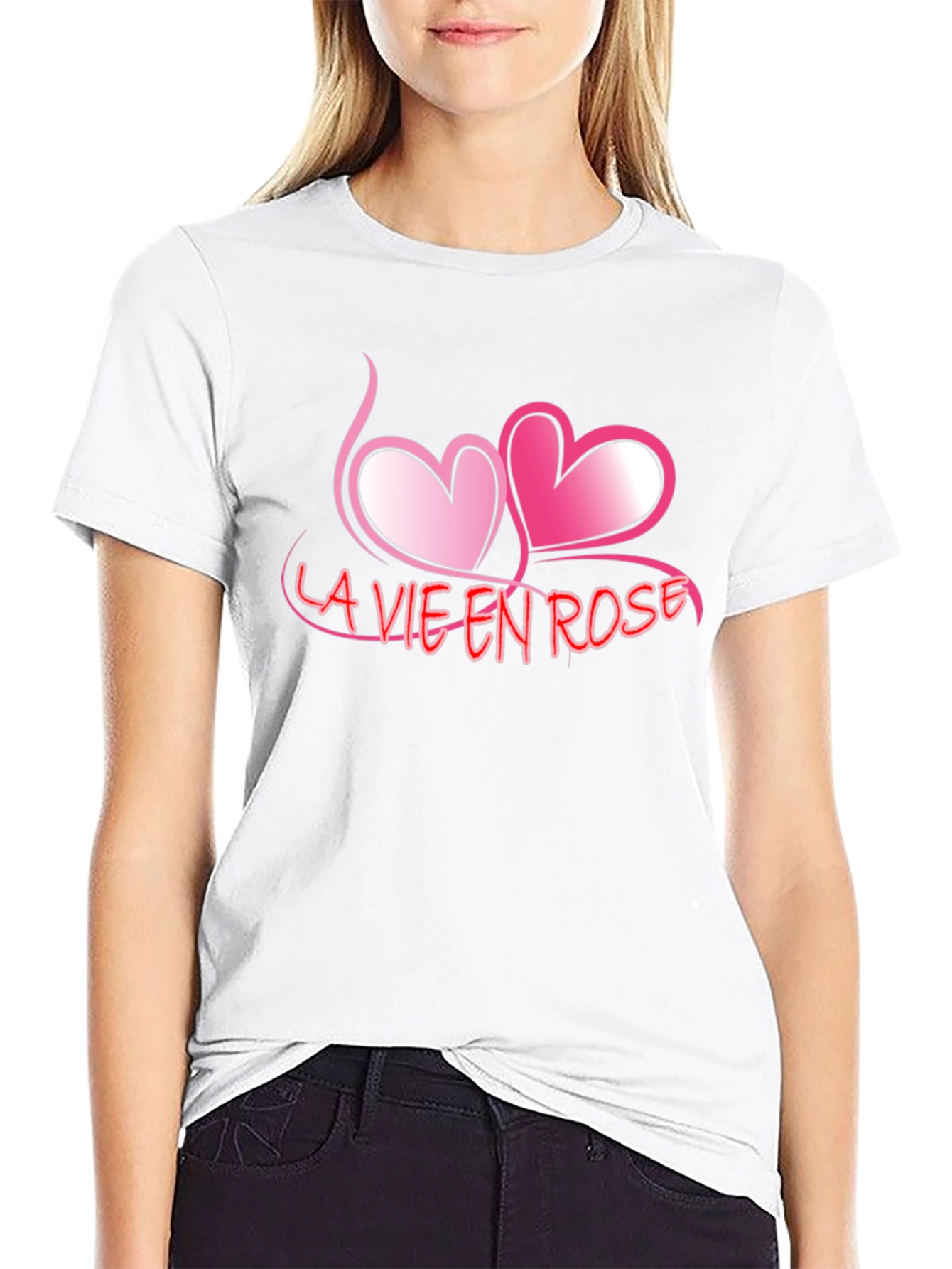 Black La Vie En Rose Graphic Tee - Romantic Black T-Shirt view 9