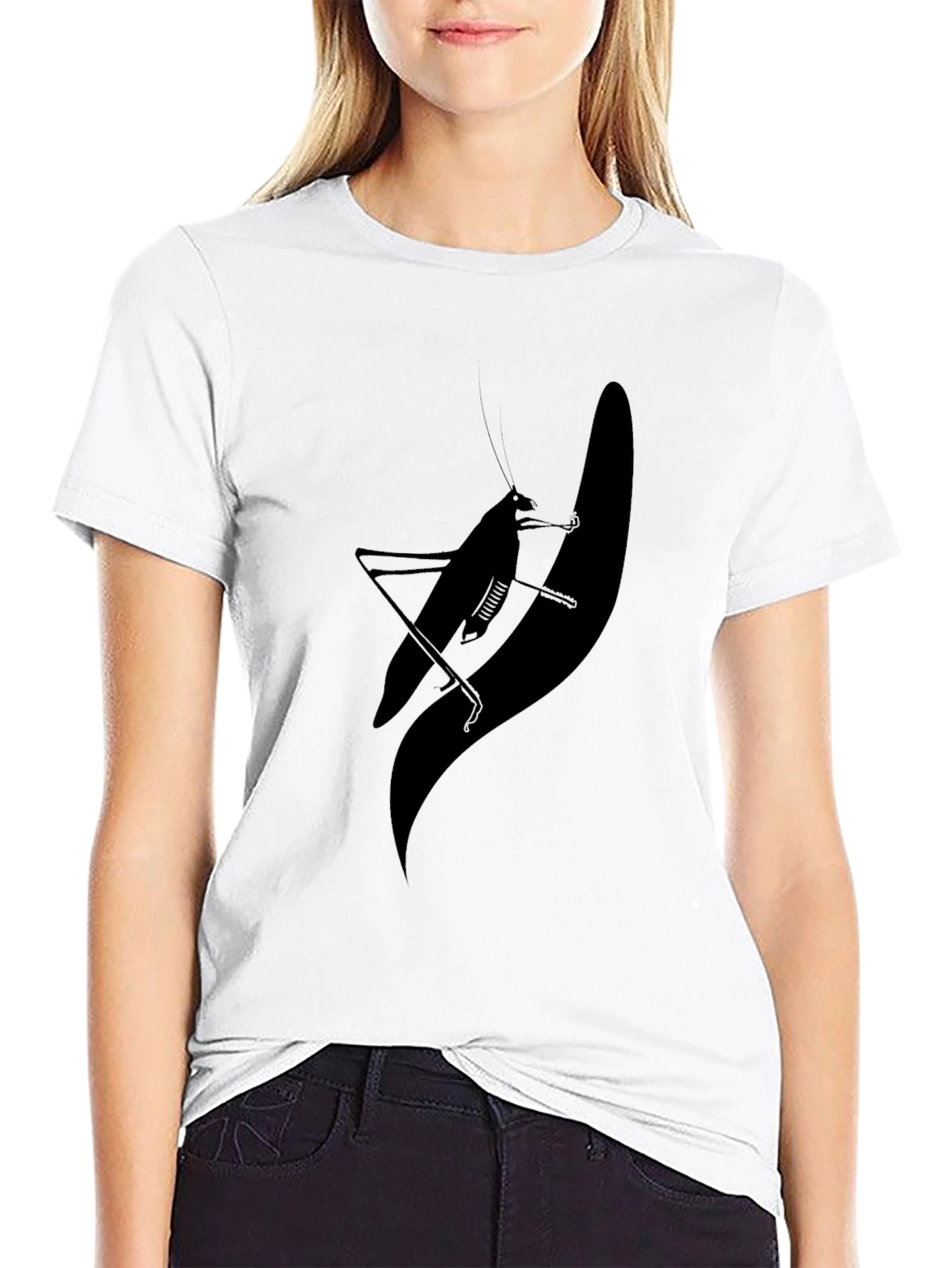 Black Silhouette Grasshopper Graphic Tee - Black view 9
