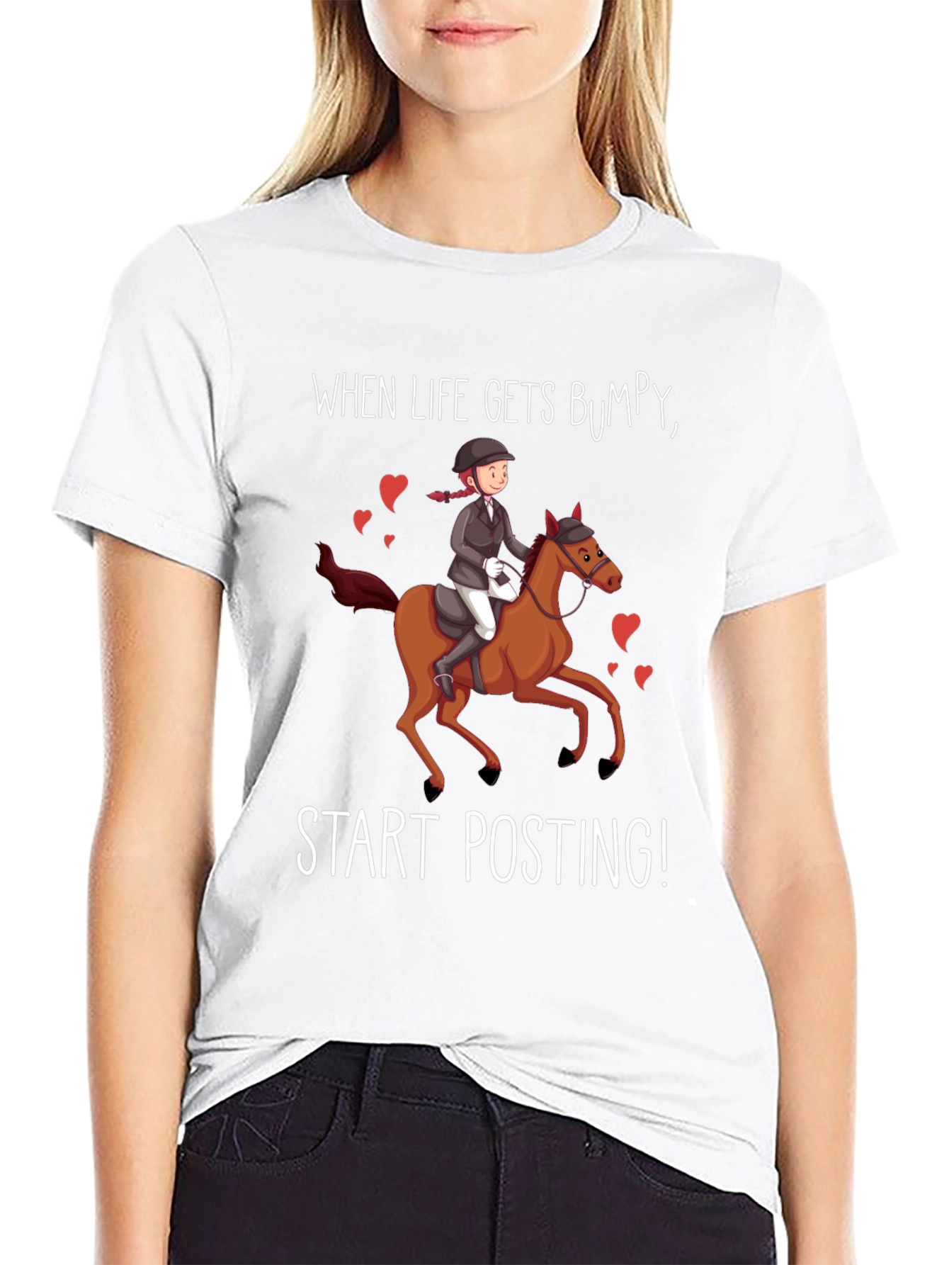 Black Equestrian Humor T-Shirt - "Start Posting!" view 9