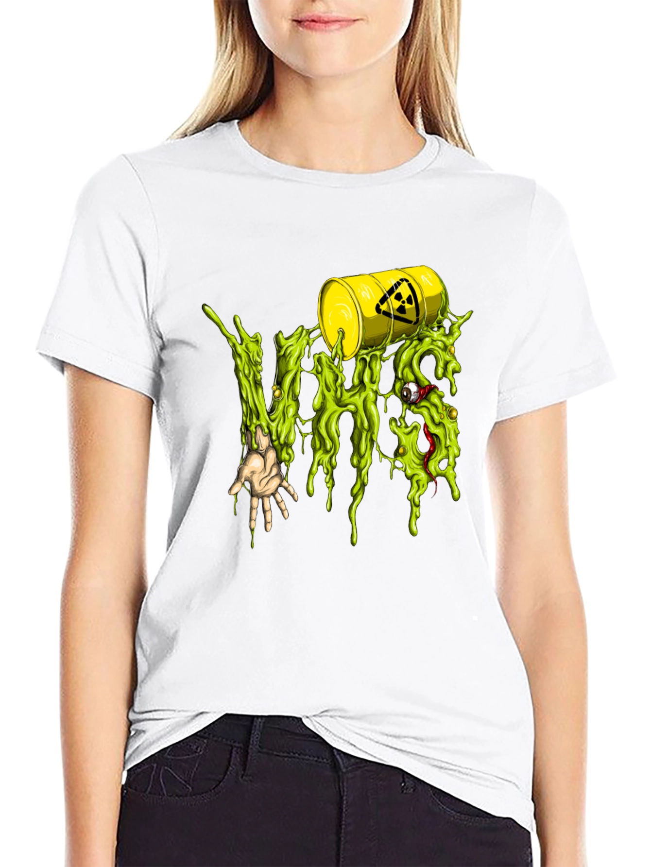 Black Radioactive Slime Graphic Black T-Shirt view 9