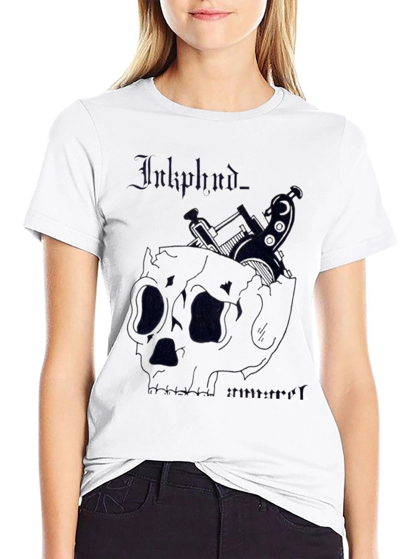 Black Ink Head Tattoo Skull Black T-Shirt view 9