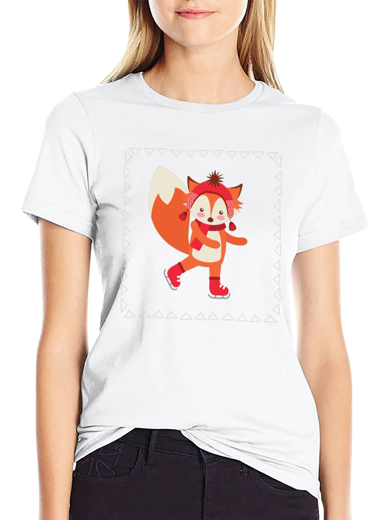 Black Fox on Ice T-Shirt - Fun Winter Style view 9