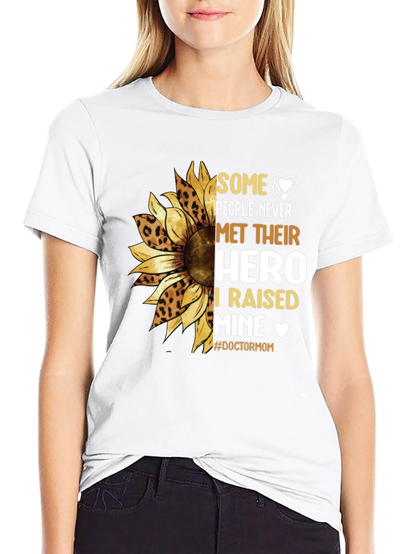 Black Doctor Mom Sunflower Graphic T-Shirt view 9