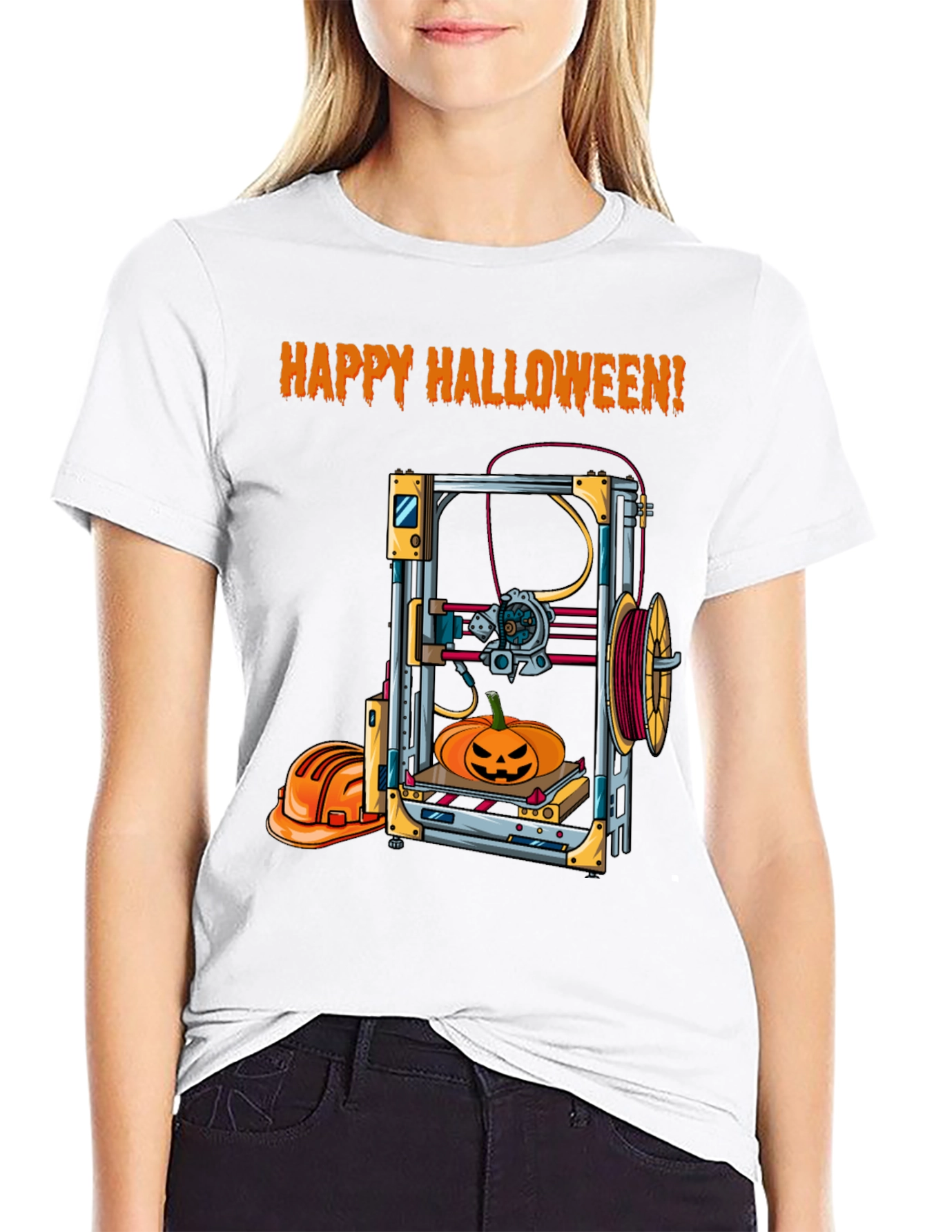 Black Happy Halloween 3D Printing T-Shirt view 9