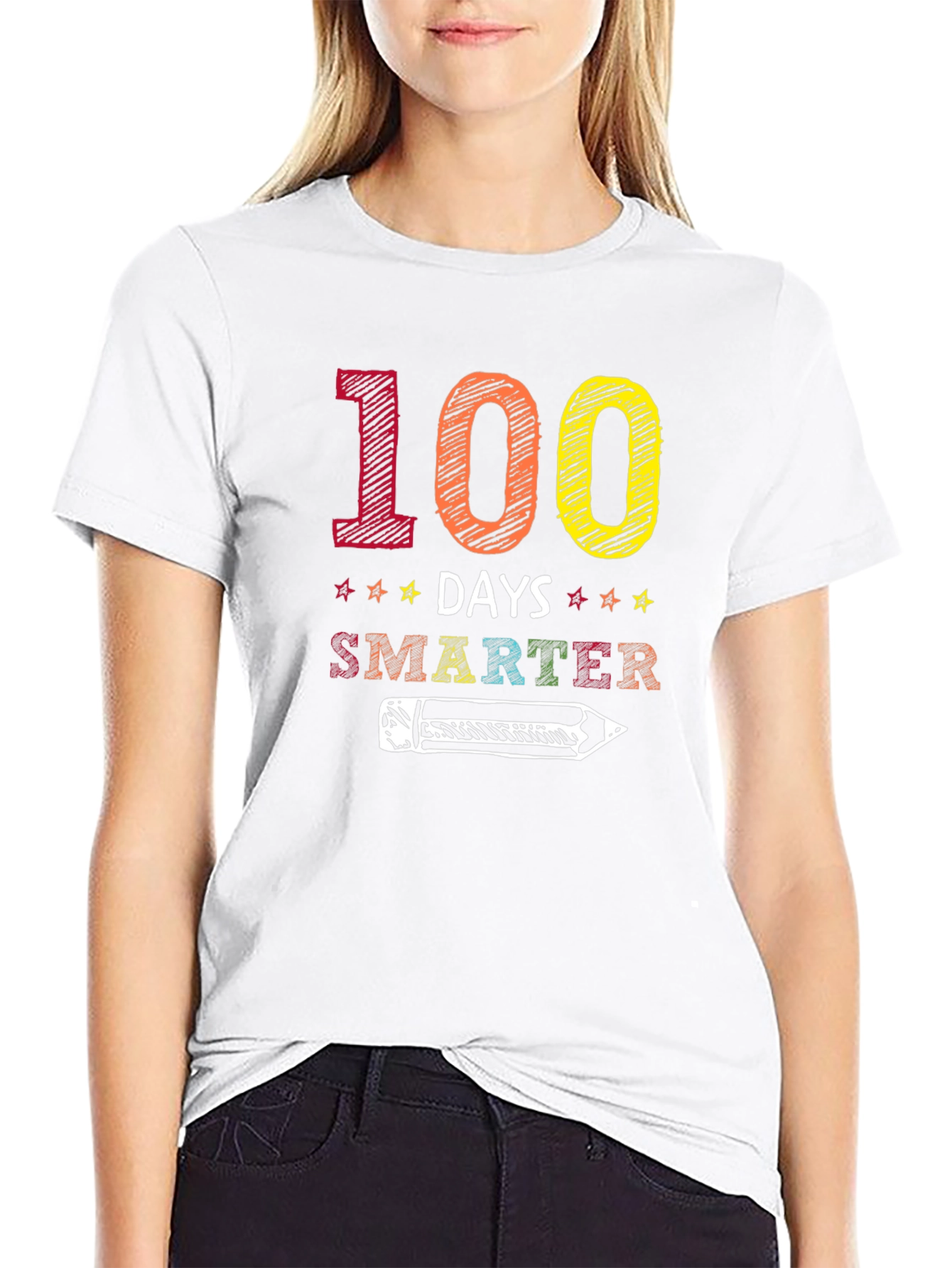 Black 100 Days Smarter Graphic T-Shirt view 9