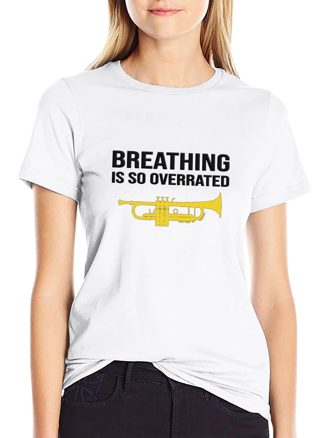 Black Breathing is Overrated Trumpet T-Shirt view 9