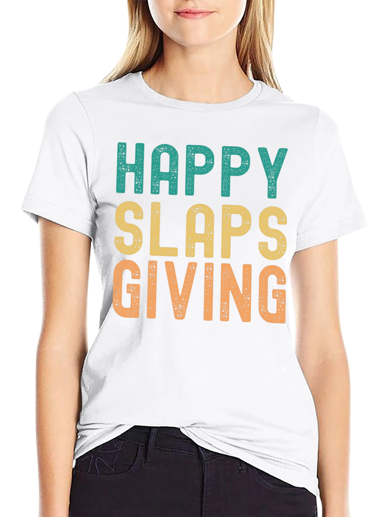 Black Happy Slaps Giving T-Shirt - Novelty Graphic Tee view 9