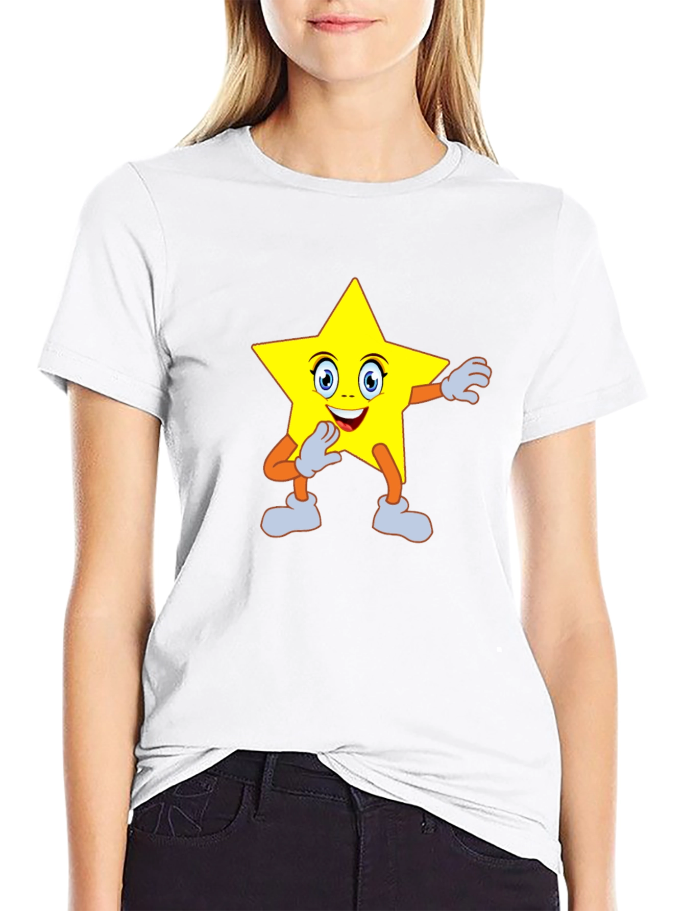 Black Star Cartoon Graphic Tee - Black view 9