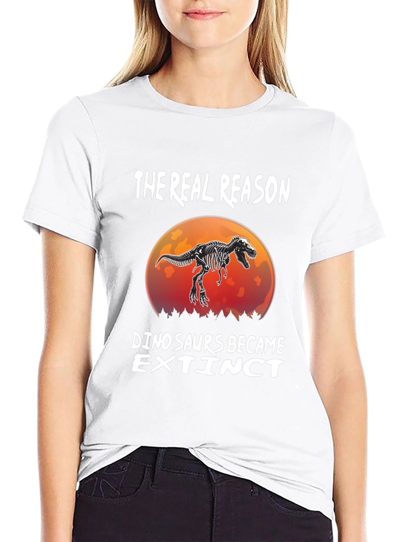 Black Dinosaur Extinction Funny T-Shirt view 9