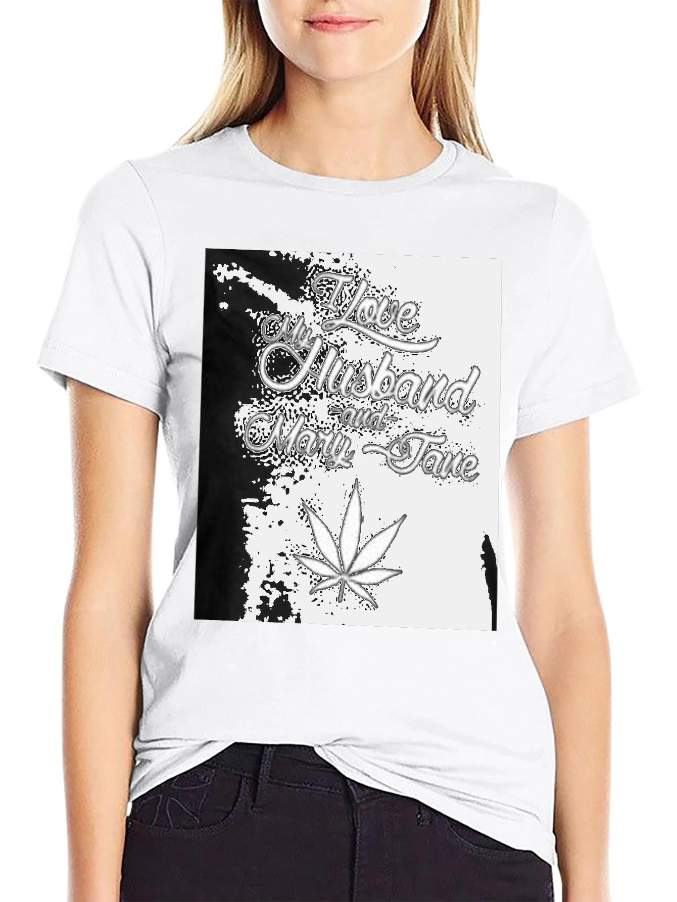 Black I Love My Husband and Mary Jane Black T-Shirt view 9