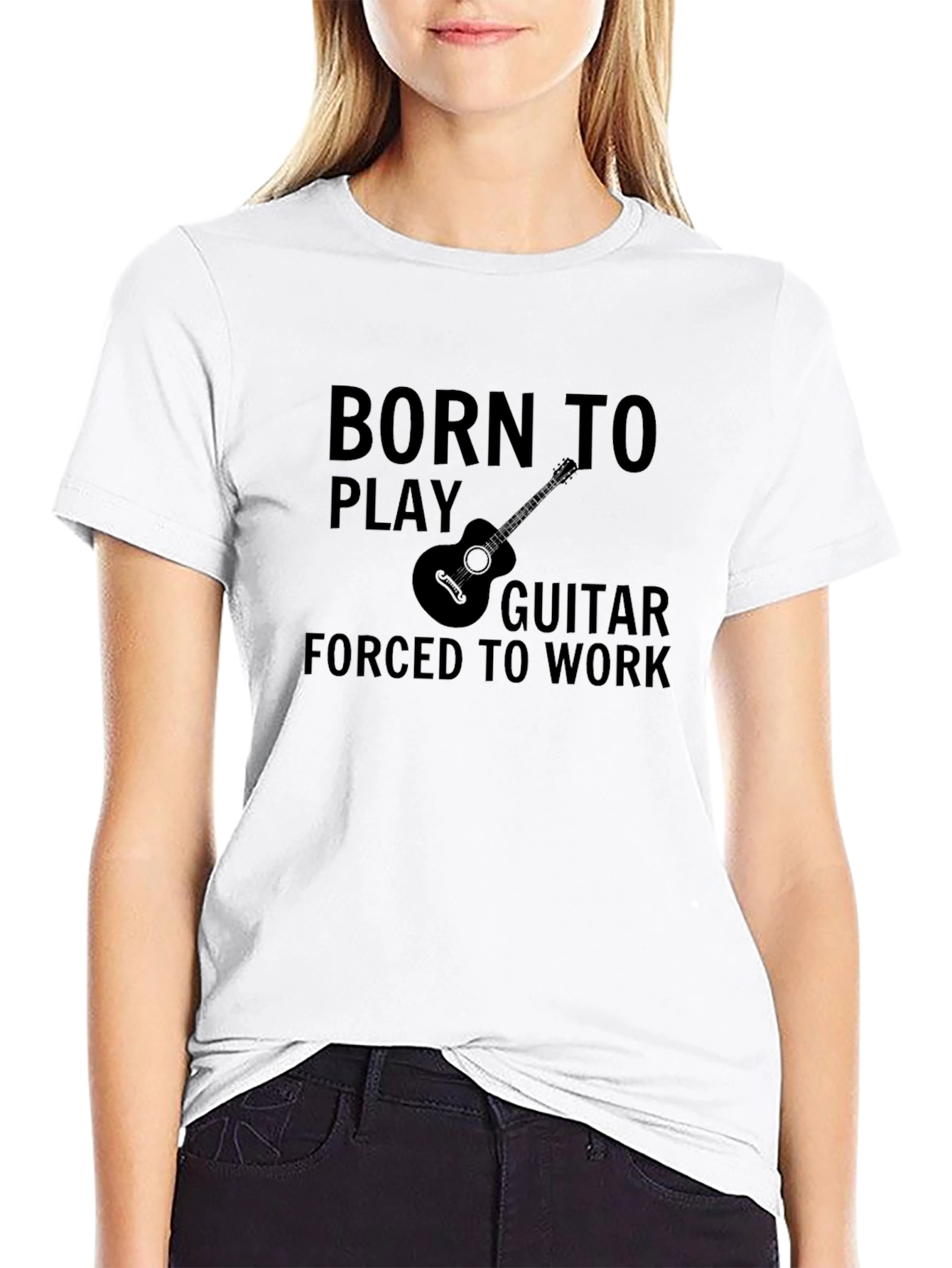 Black Born to Play Guitar Black Graphic Tee view 9