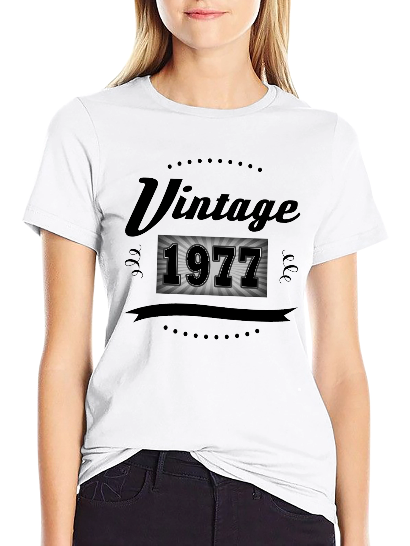 Black Vintage 1977 Graphic Tee - Retro Style view 9
