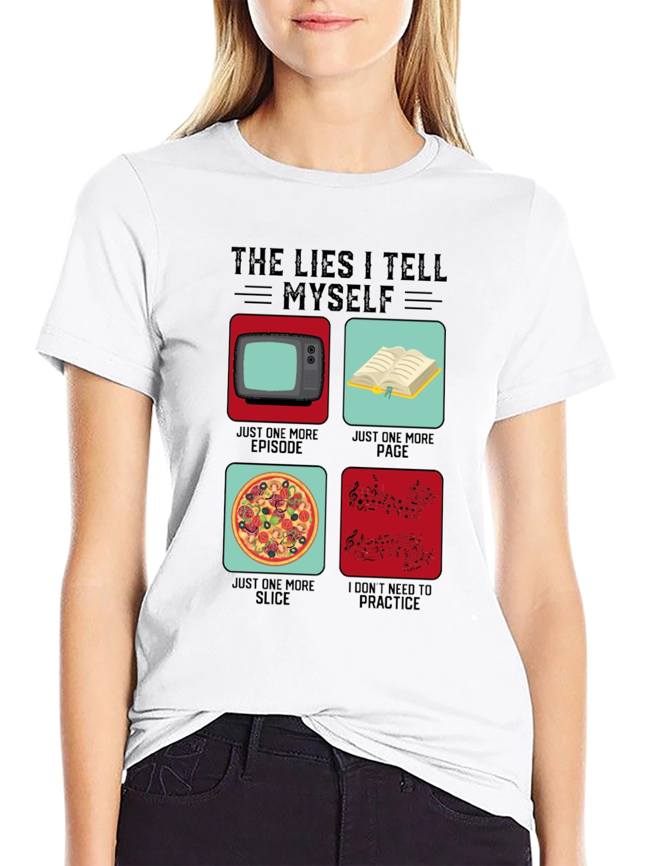 Black Funny The Lies I Tell Myself Graphic T-Shirt view 9