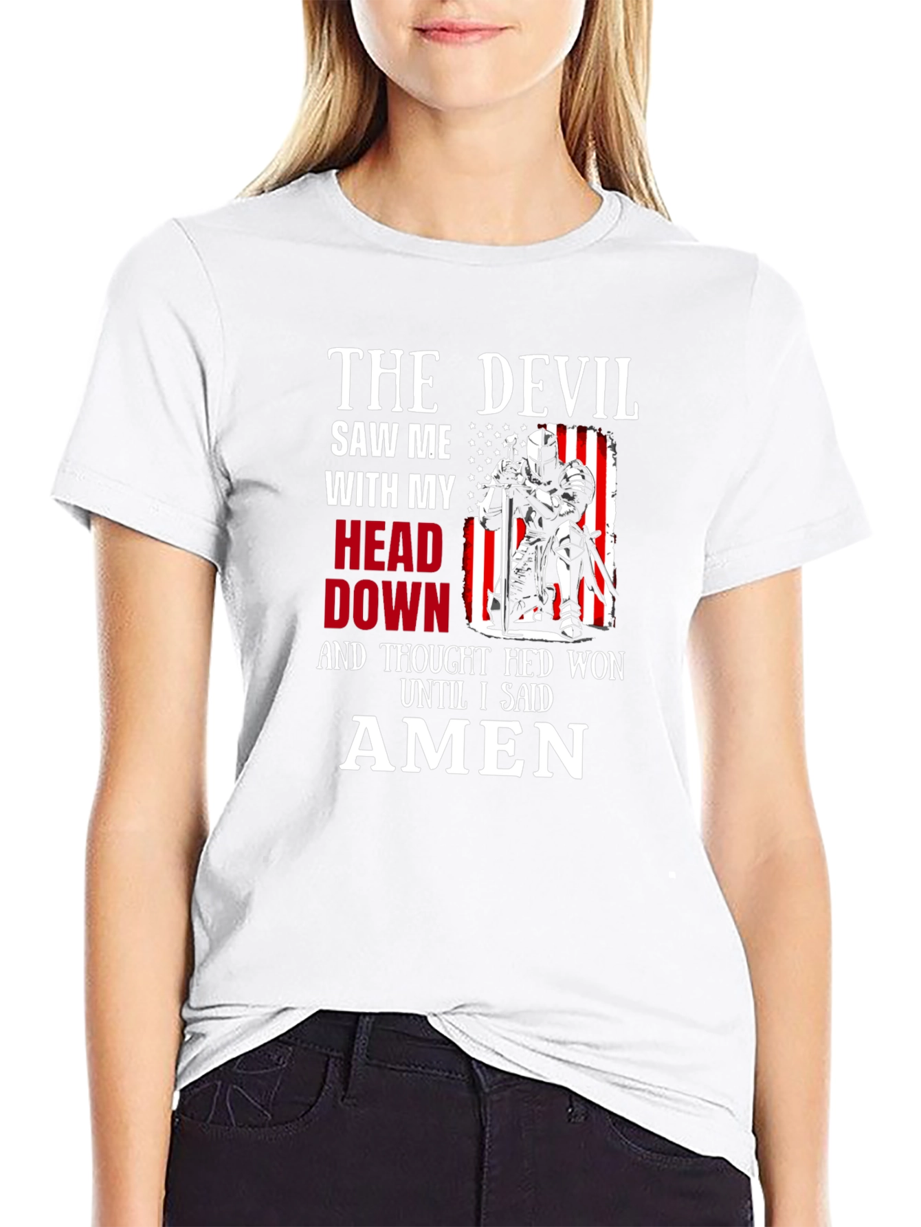 Black The Devil Saw Me T-Shirt - Knight Amen Graphic Tee view 9